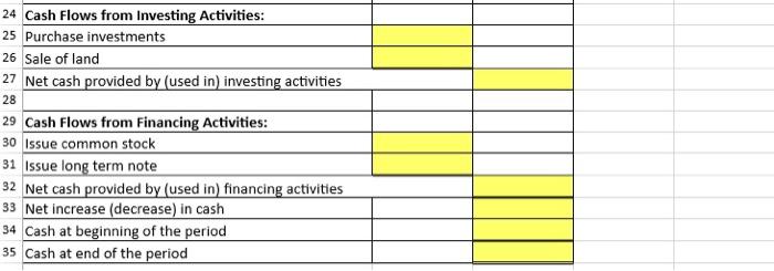 24 & Cash Flows from Investing Activities: & & \\ 25 &