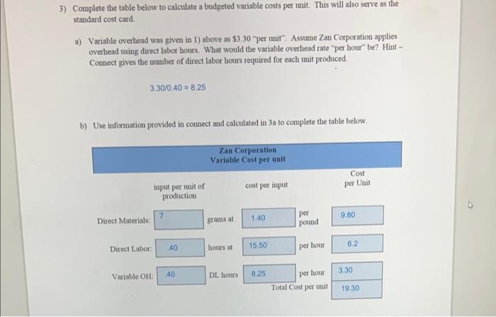 from last 3 pages and #1-3. 4) Complete the budgeted income statements