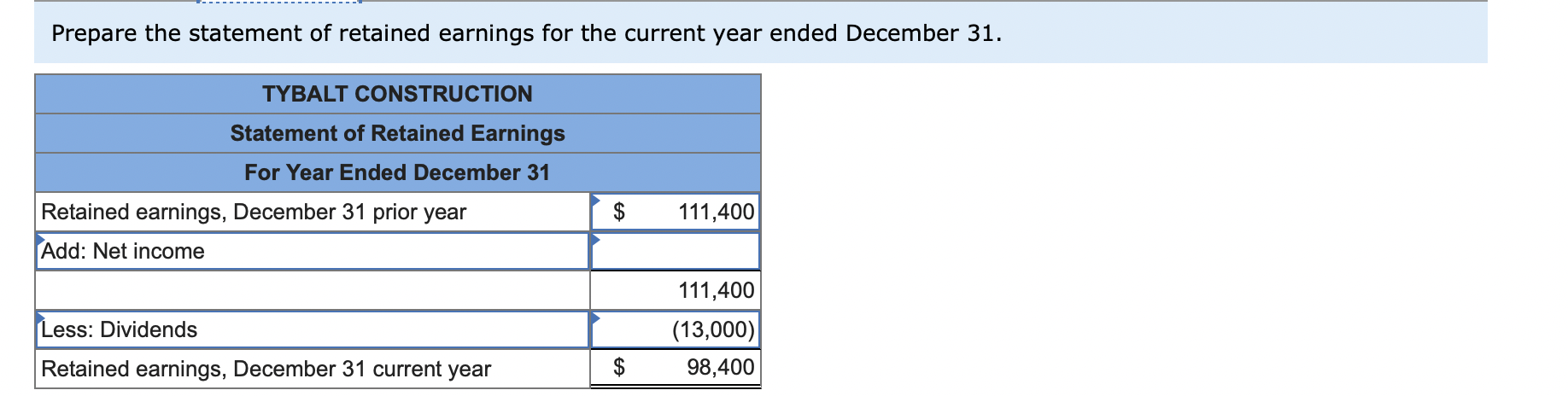 on December 31 of the prior year. Required: 1a. Prepare the income