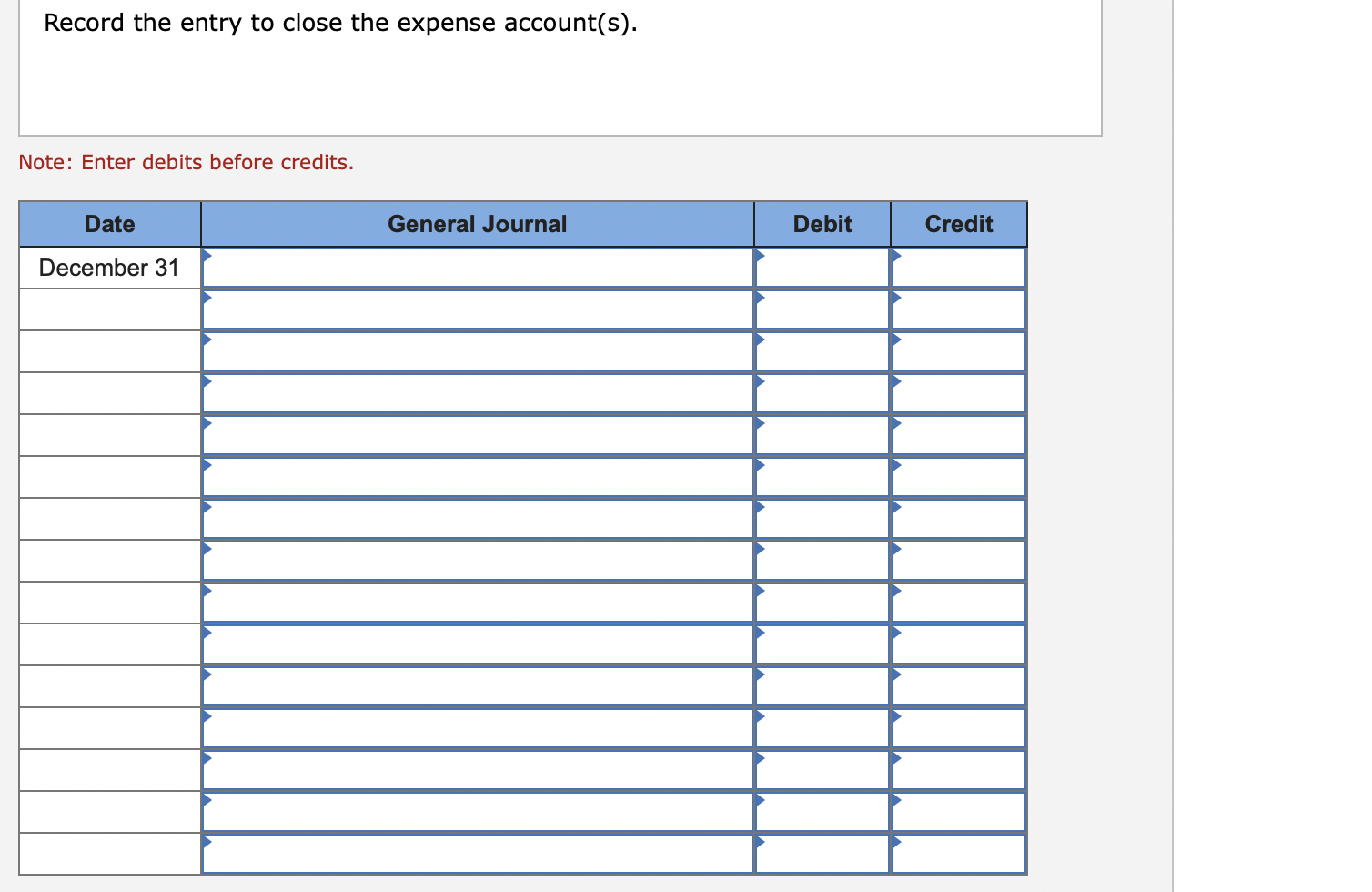 Prepare the classified balance sheet at December 31 of the current year.