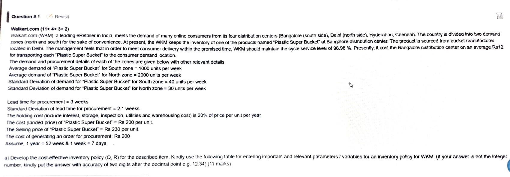  Question # 1 (, Revisit Walkart.com (11+ 4+ 3+ 2) Walkart.com