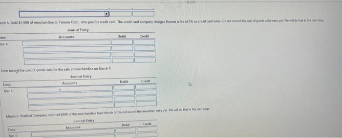 Now record the cost of goods sold for the sale of merchandise