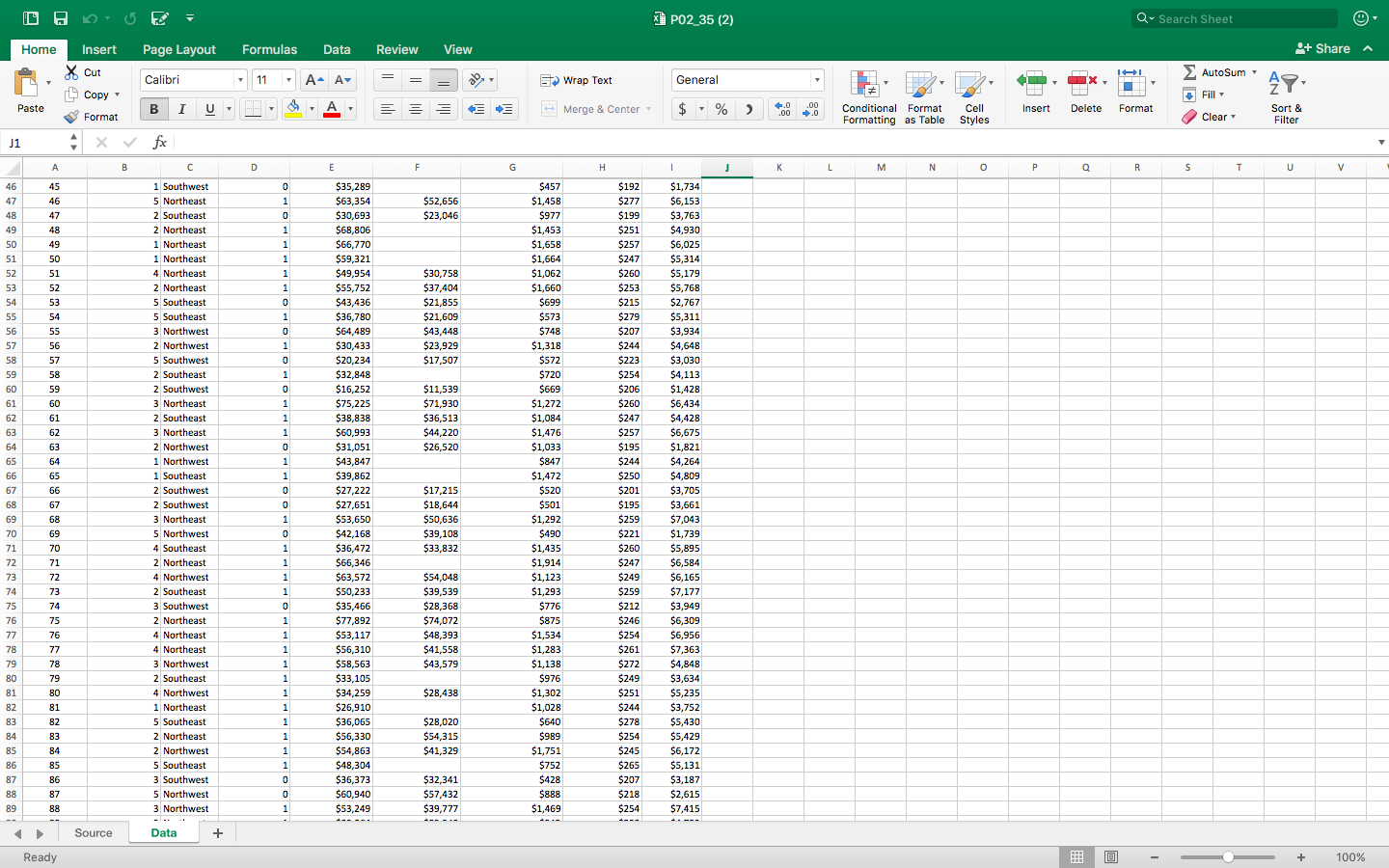 randomly selected households. Use Excel filters to answer the following questions. a)