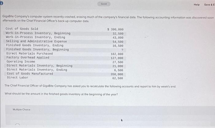 please hep D Sved Help Save & E ? GigaBite Company's computer