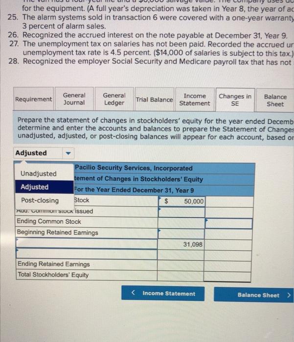 Services, Incorporated as of January 1 Year 9, had the following normal