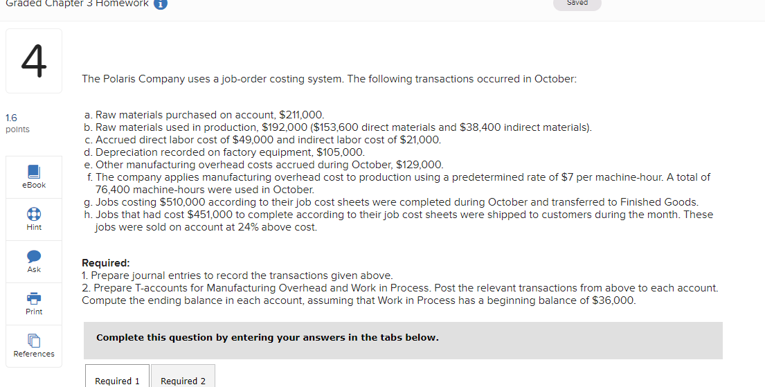 Please help. this is just one quesion Graded Chapter 3 Homework