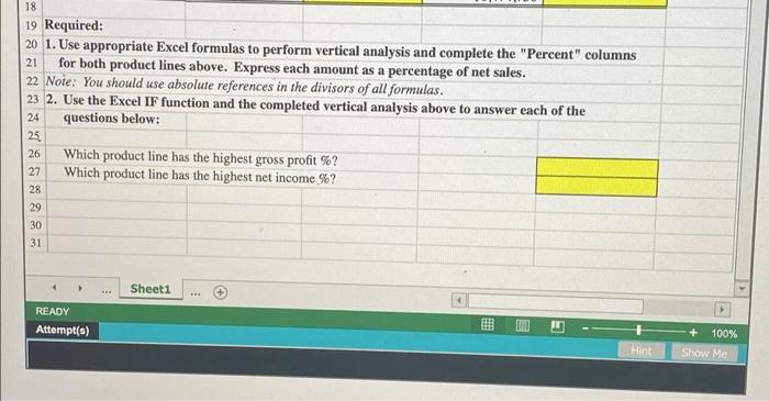 vertical analysis to compare profitability. Perform Vertical Analysis - Excel ? -