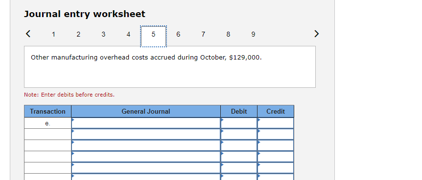 of $21,000. d. Depreciation recorded on factory equipment, $105,000. e. Other manufacturing