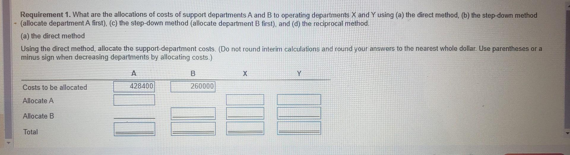 has two products. Product 1 is manufactured entirely in department X. Product