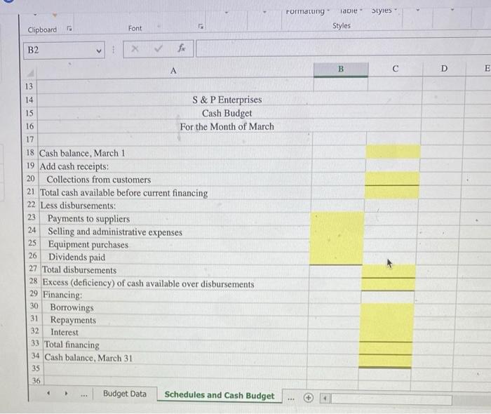and Payments to suppliers. Use the information included in the Excel Simulation