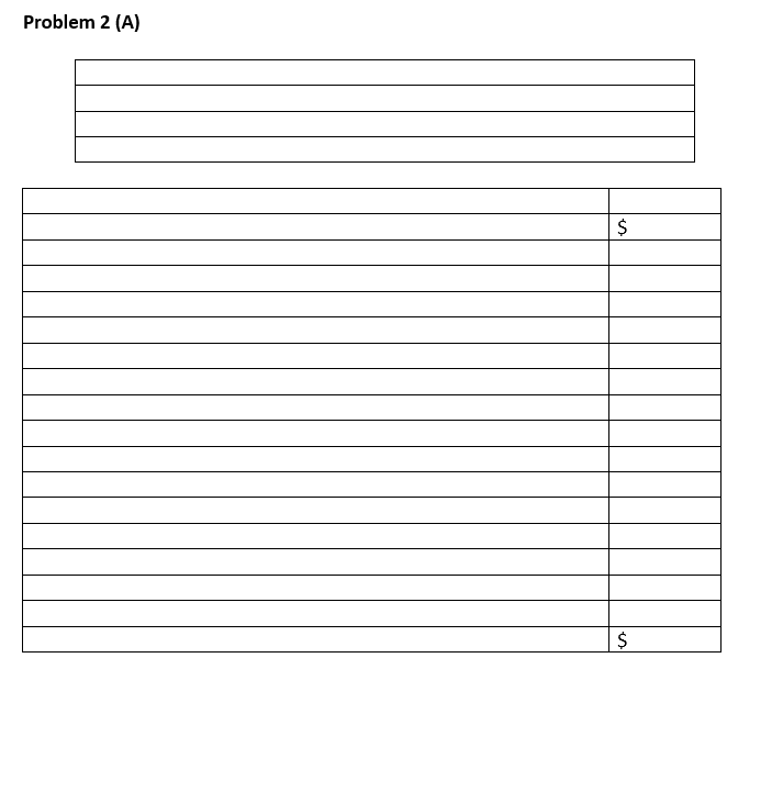 Problem 2: Financial statements (follow the tips for preparing financial statements) The