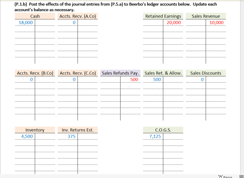 Homework Set Problem 1) LO: 5.1, 5.2,5.3 During November, Beerbo engaged in