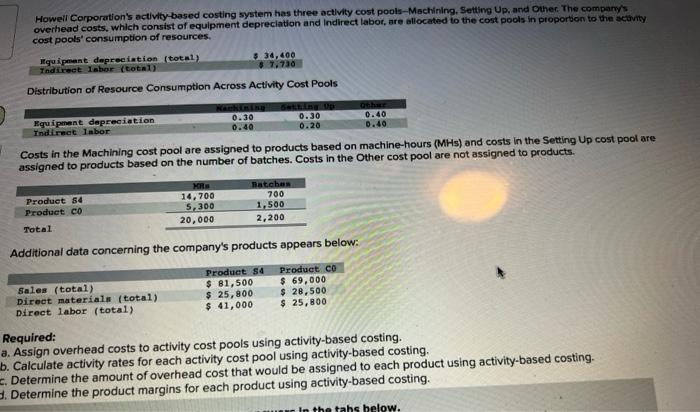 please solve and do required A-C correctly thank you Howell Corporation's activity