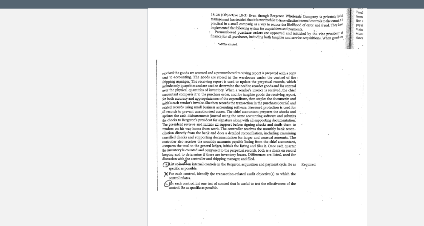 For the attached case, identify three controls and suggest how you would