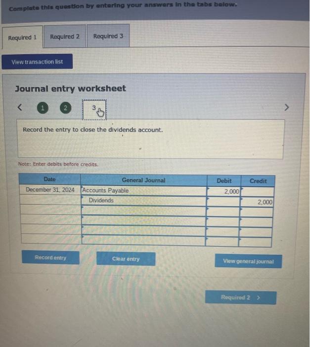 2. Calculate the ending balance of Retained Earnings. 3. Prepare a post-ciosing