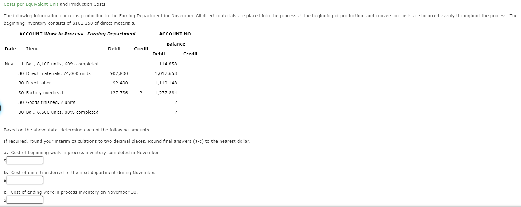 d.) Costs per equivalent unit of direct materials and conversion included in