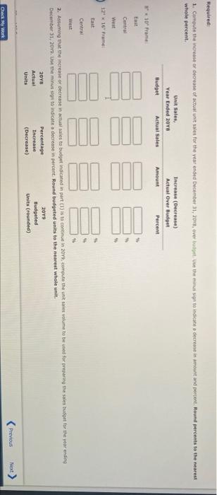 follows. At the end of December 2018, the following unit sales data