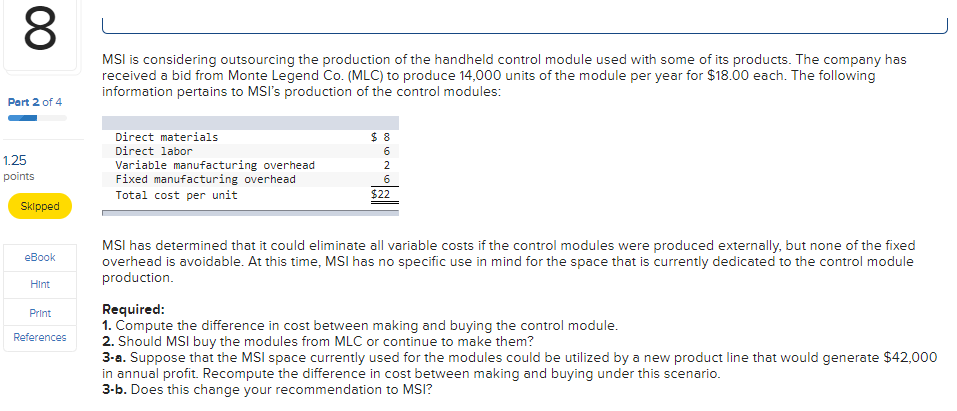 points Morning Sky, Inc. (MSI), manufactures and sells computer games. The company