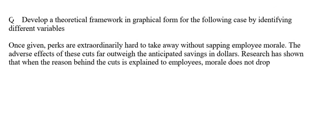 Q Develop a theoretical framework in graphical form for the following