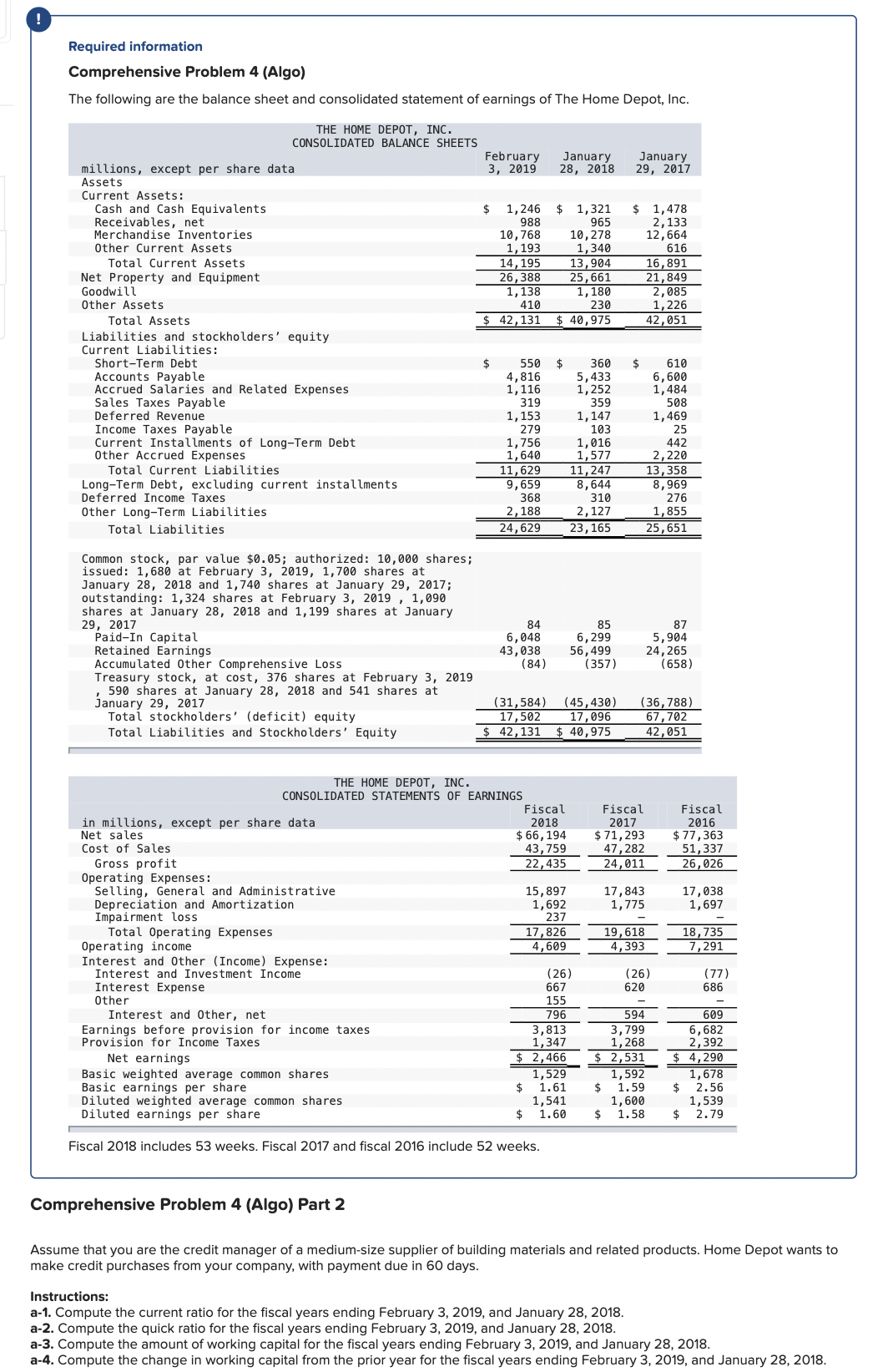  a-1. Compute the current ratio for the fiscal years ending February