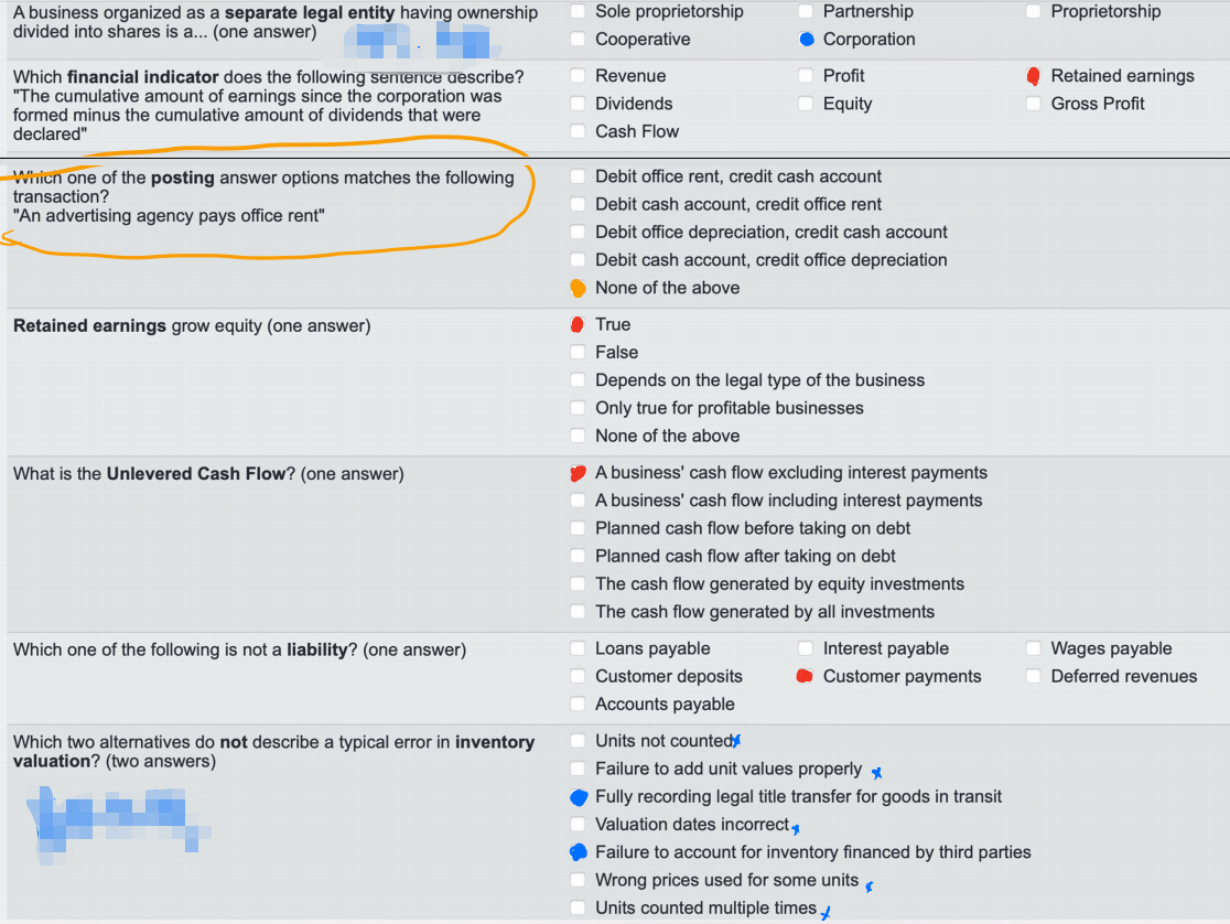 Please answer all these questions and give an explaination, not only the