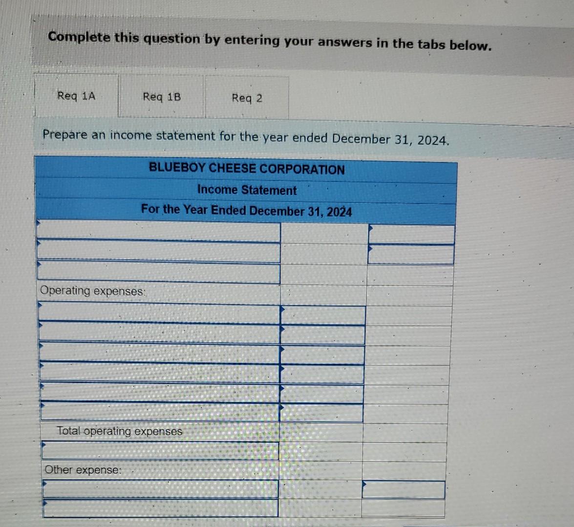 (Static) Financial statements and closing entries [LO2-7, 2-8] The December 31, 2024,
