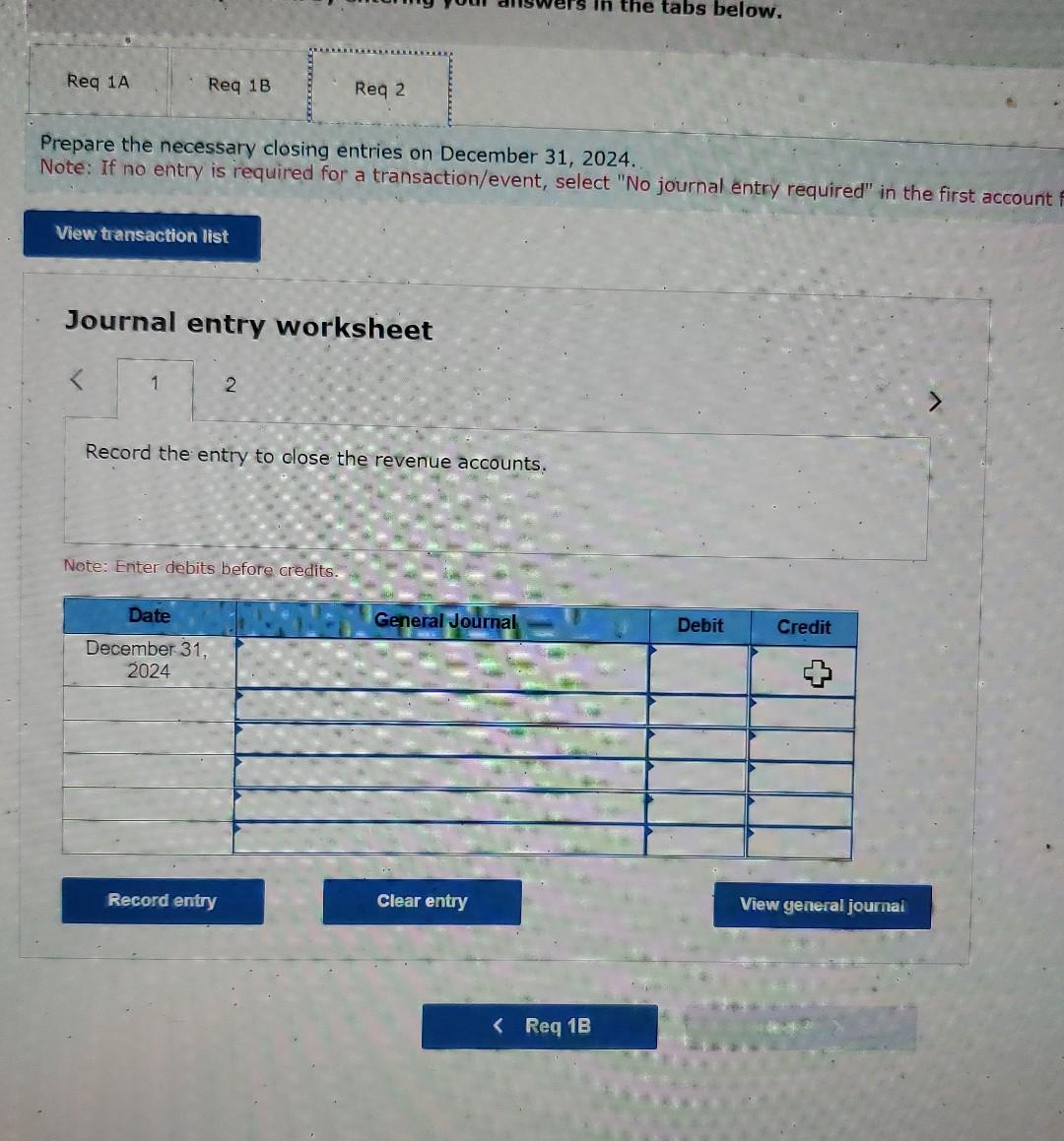 1-a. Prepare an income statement for the year ended December 31, 2024.