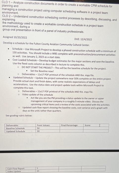 Need help ! CLO 1 - Analyze construction documents in order to