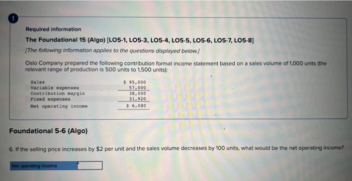 easy formulas. 1. 2. 3. Required information The Foundational 15 (Algo) [LO5-1,