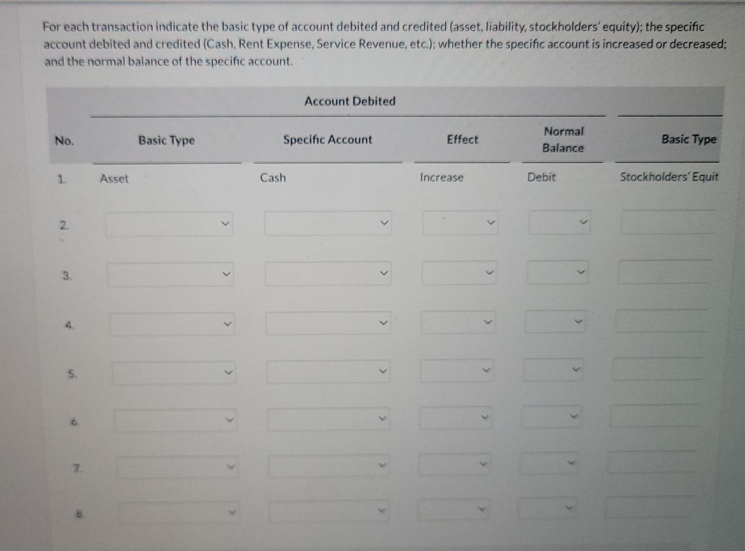 you. Selected transactions for Martinez, an interior decorator corporation, in its first