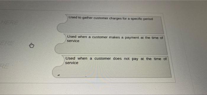 HERE Used to gather customer charges for a specific period Used when