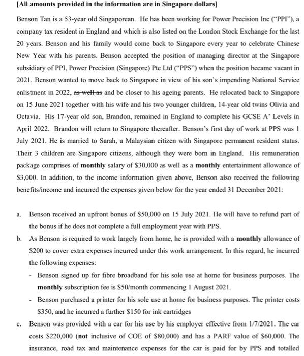 Taxation Help for my homework assignment. All amounts provided in the information
