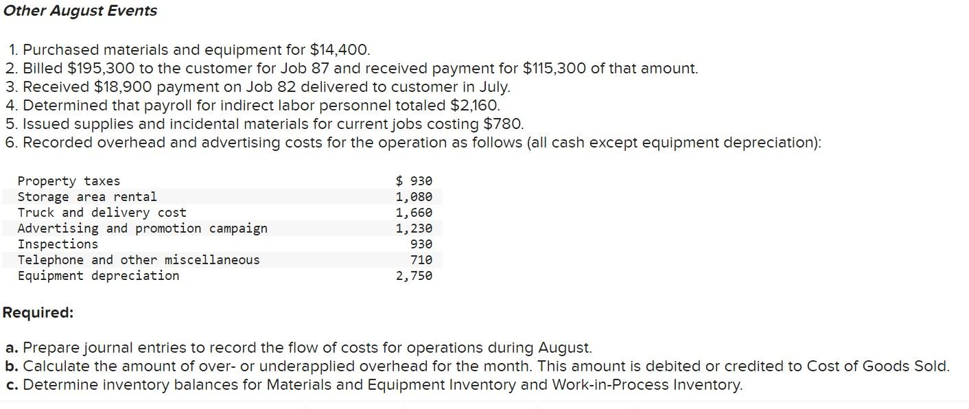 7-67 (Algo) Show Flow of Costs to Jobs (LO 7-2, 3) Manor
