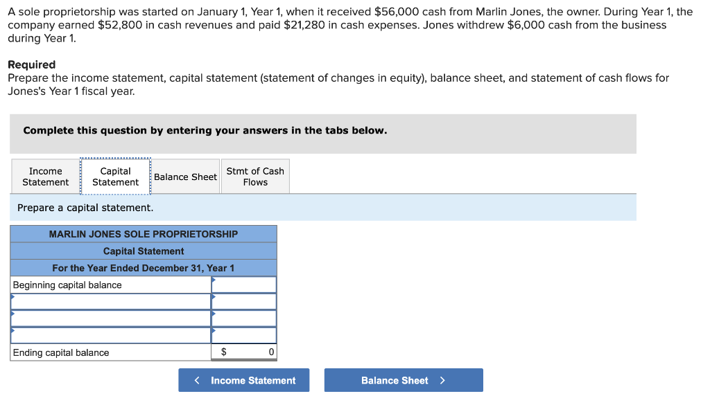Only need help with capital statement, balance sheet and statement of cash