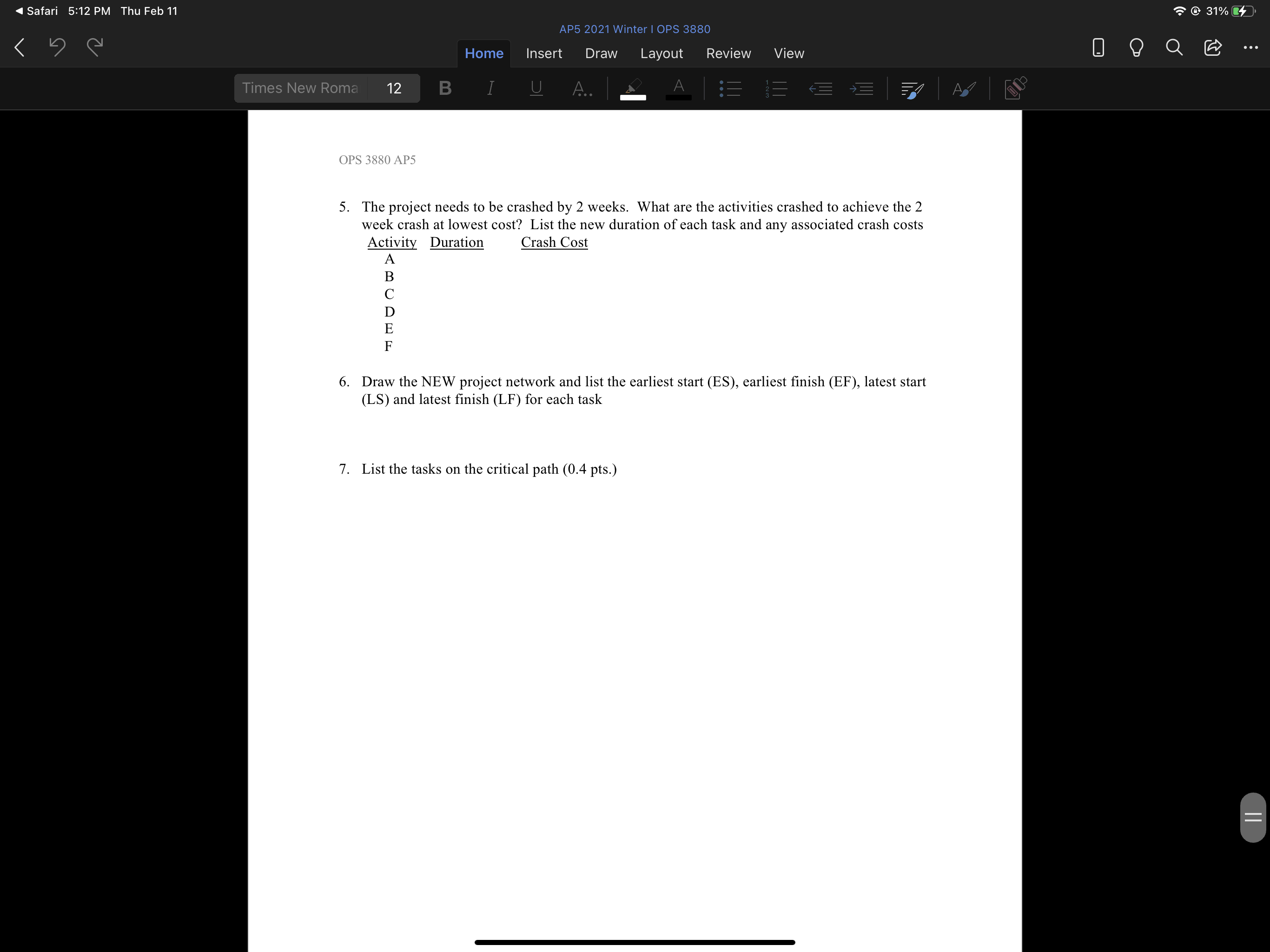 Need help showing work and solutions on all 7 questions attached please.