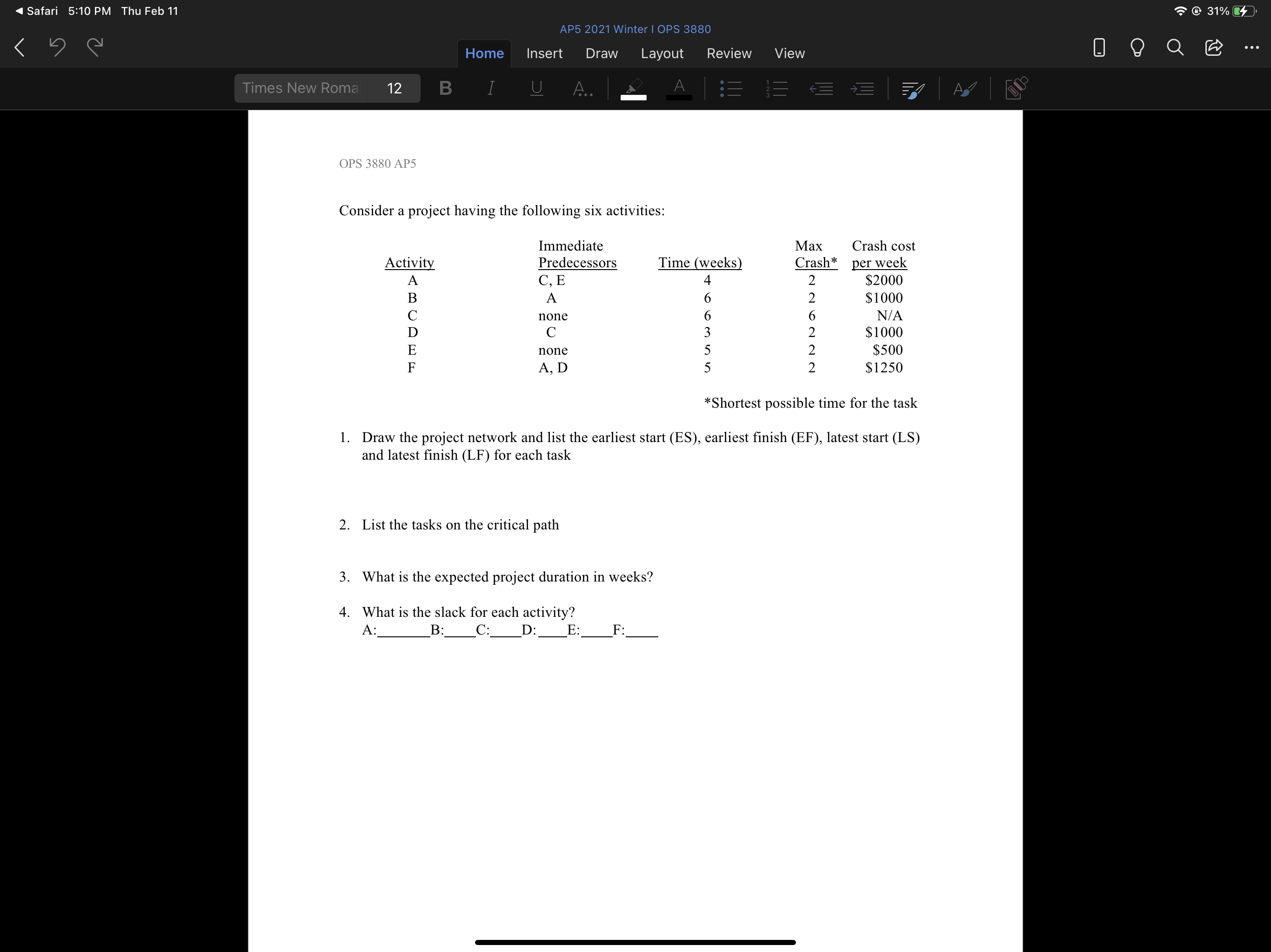 Safari 5:12 PM Thu Feb 11 @ 31% 4 AP5 2021 Winter