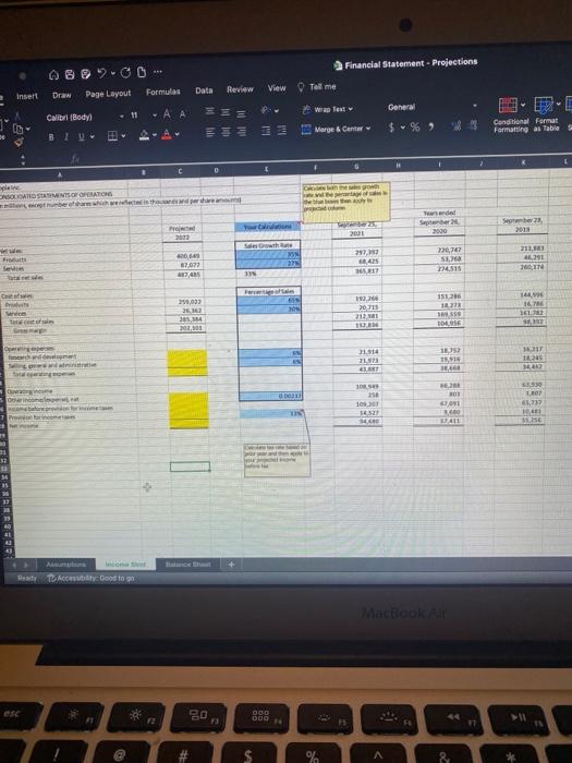 answer the yellow boxes with excel formulas please! 