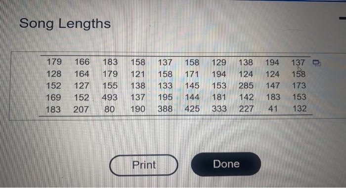 seconds, of a sample of 50 songs by The Beatles are presented