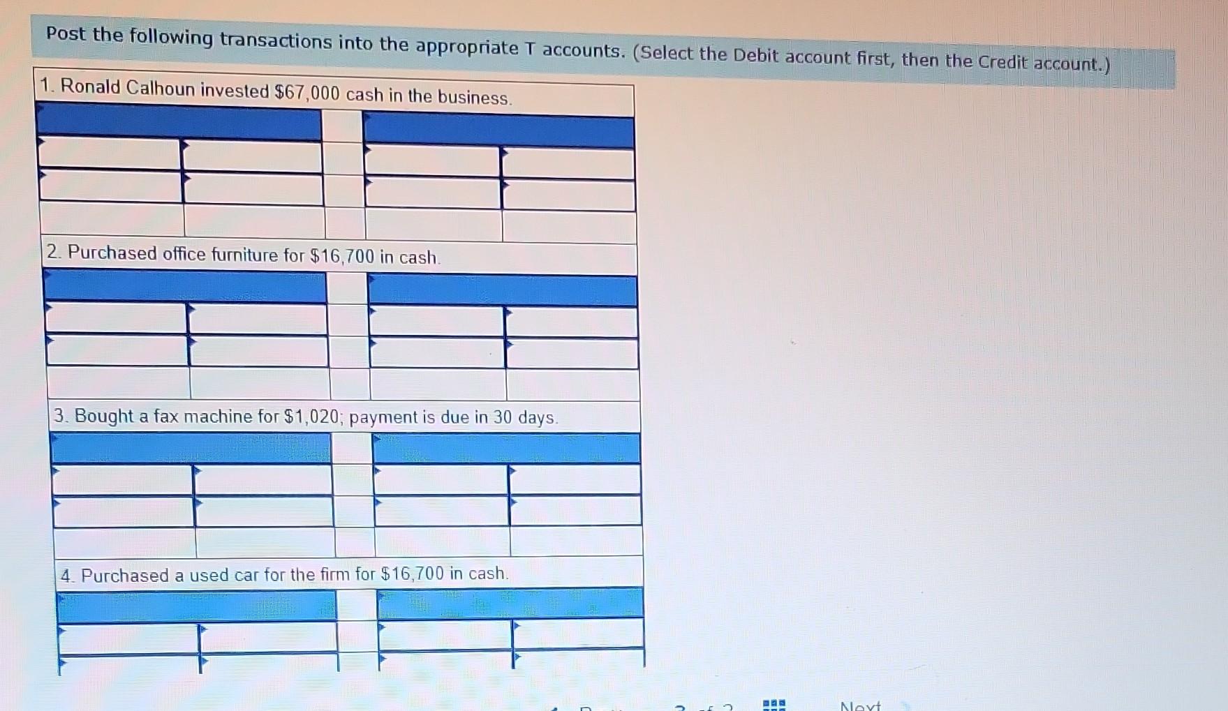 help? The following transactions took place at Calhoun Counseling Services, a business