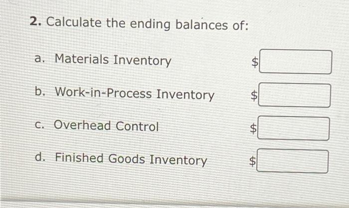 following occurred: a. Materials were purchased on account for $45,620 b. Materials