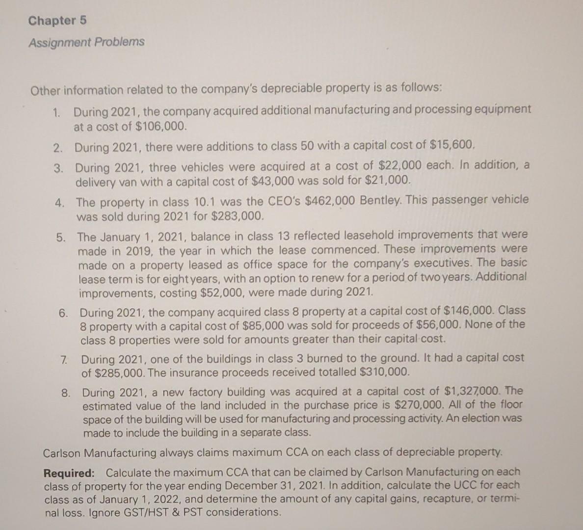 canadian college. thank you AP 5-2 (CCA Calculations) On January 2, 2021,