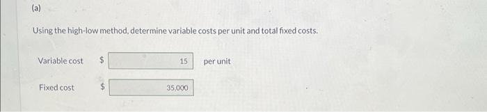 Car Service Center. He estimates that the following costs will be incurred