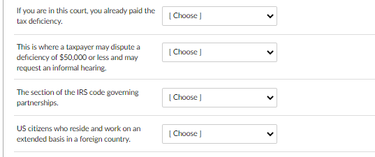 Options are: AMT Subchapter K Cafeteria Plan Free Transferability LLC Small
