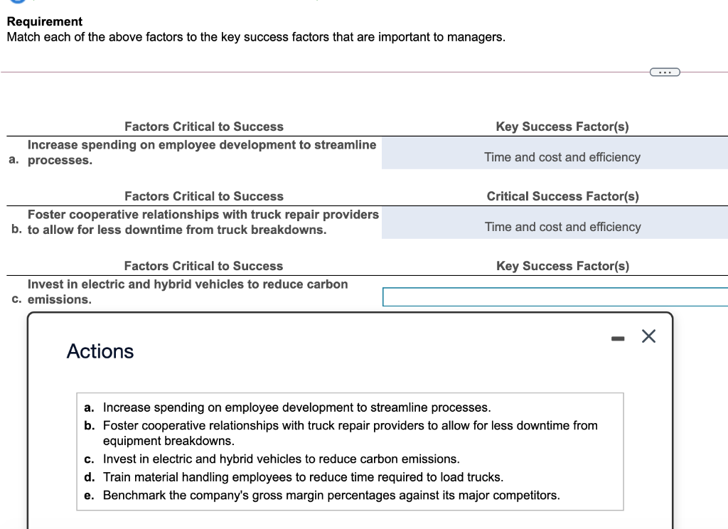  Please help if you know the correct answer. Thanks! Requirement Match