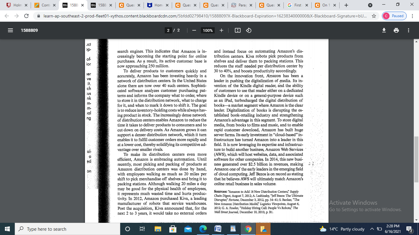 study on "Amazon.com.". This case is available on the Blackboard [see Appendix_Week_5_Tutorial_Amazon.com_Case].