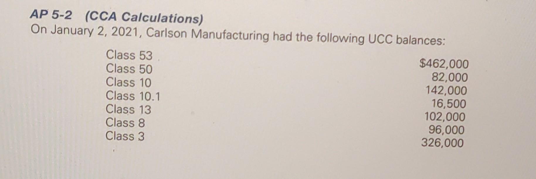  please help me with this AP 5-2 (CCA Calculations) On January