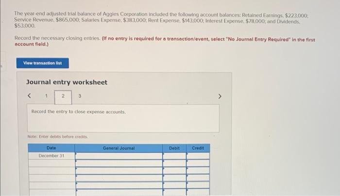 good! Brief Exercise 3-19 (Algo) Record closing entries (LO3-6) The year-end adjusted