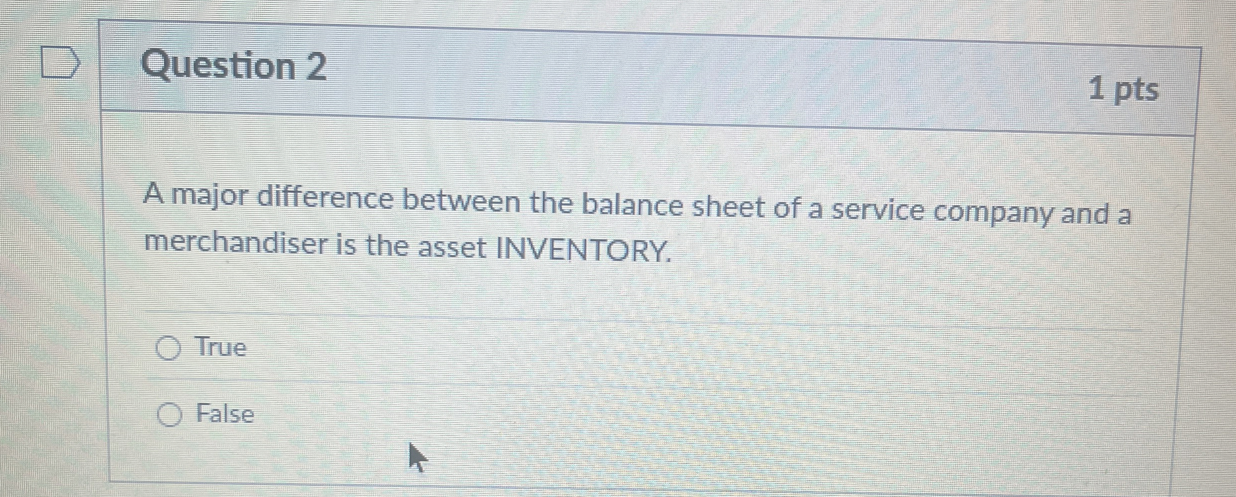  Question 2 A major difference between the balance sheet of a