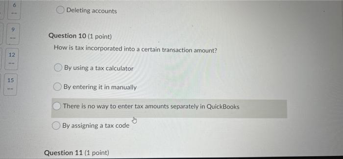 point) 5 6 Amount 3 9 Question 5 (1 point) You can