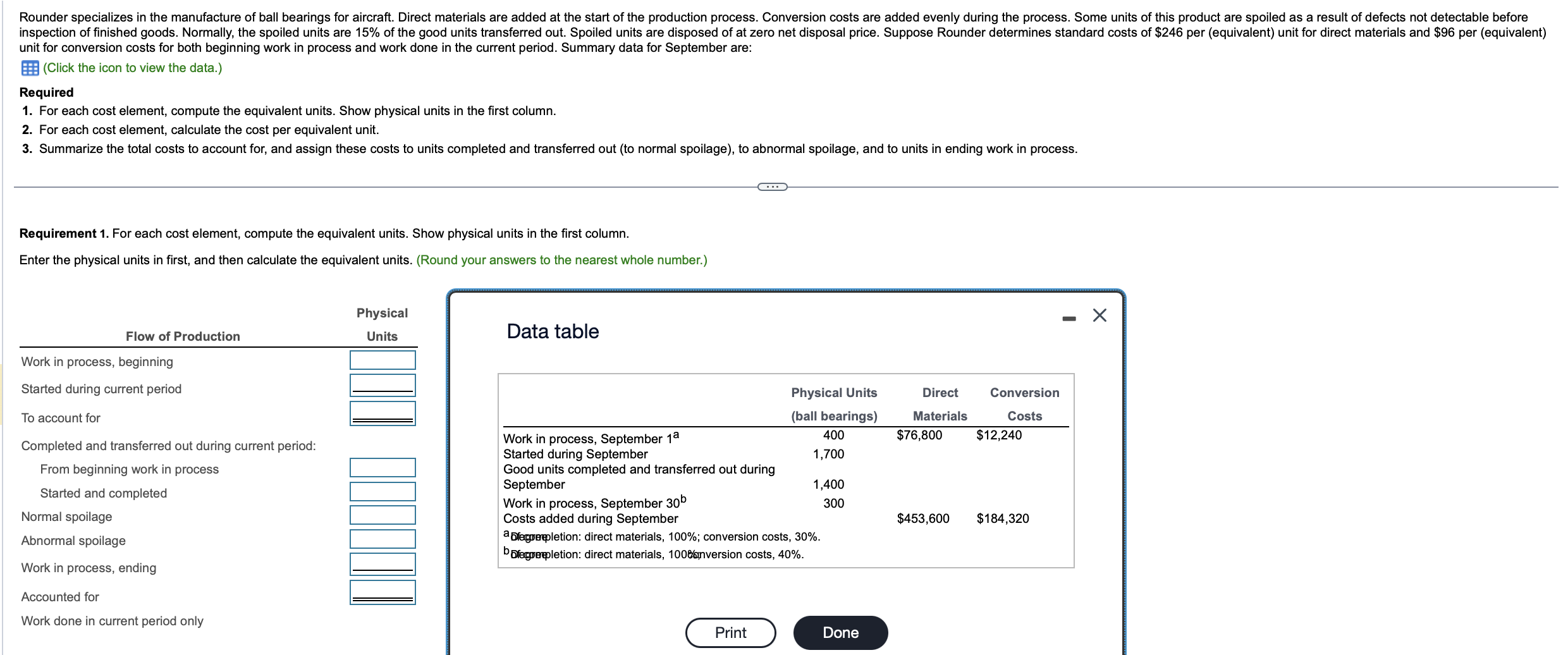  unit for conversion costs for both beginning work in process and